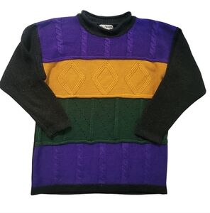 90s M & M Mens Color Block Stripe Knit Medium Sweater 21 Jump Street
